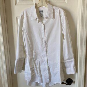 Chico's Womens Long Sleeve Button Down White Oversized Shirt Chicos 2 reg 12